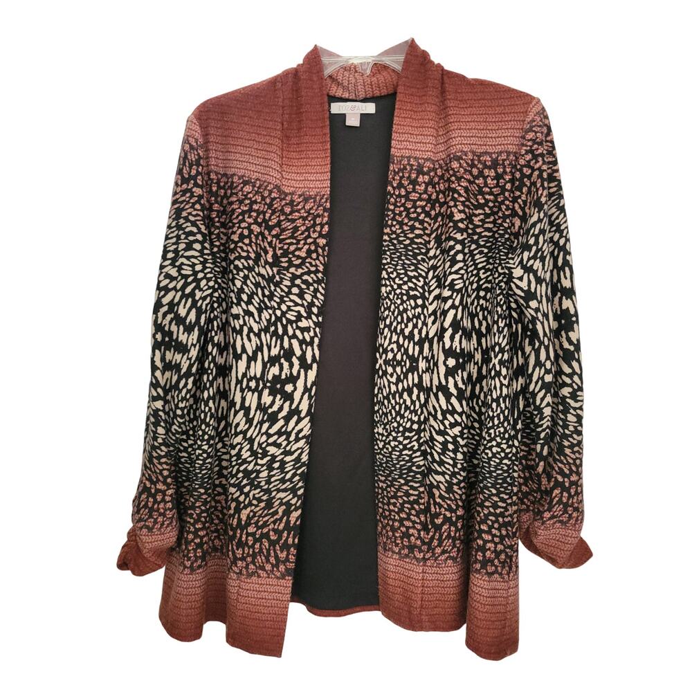 Roz & Ali Women Size M Cardigan Animal Print Long Sleeve Cute‎ and Cozy